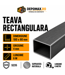 Teava rectangulara 100 x 80 x 4 mm, 6 metri